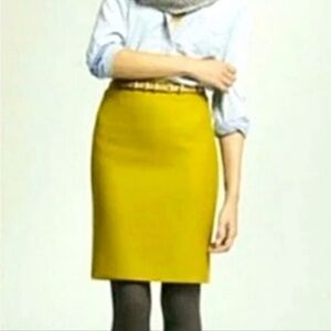 Boden Golden yellow stretchy pencil skirt w/ribbon hem Sz 8